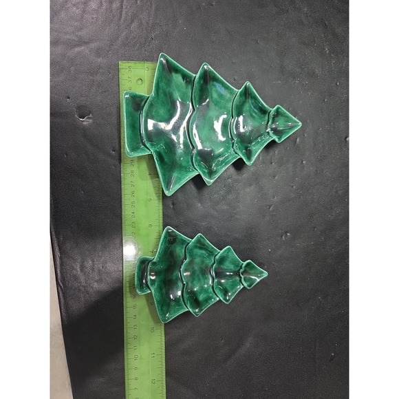 Stacking Christmas Tree Dishes, Vintage Ceramic Nesting Set‎ of 2, MCM Decor - Picture 4 of 9